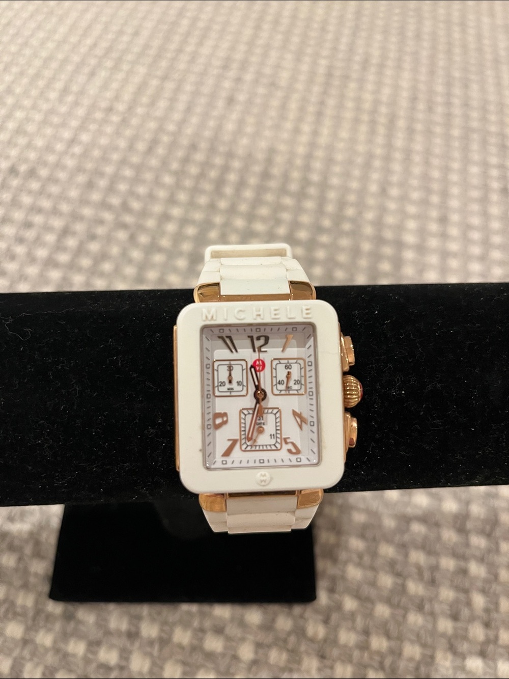 MICHELE Park Jelly Bean Seafoam White Gold Chronograph Watch